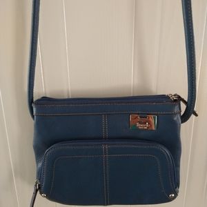 Tignanella Pebble leather blue crossbody bag